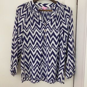 Lilly Pulitzer blue and white Elsa blouse size small